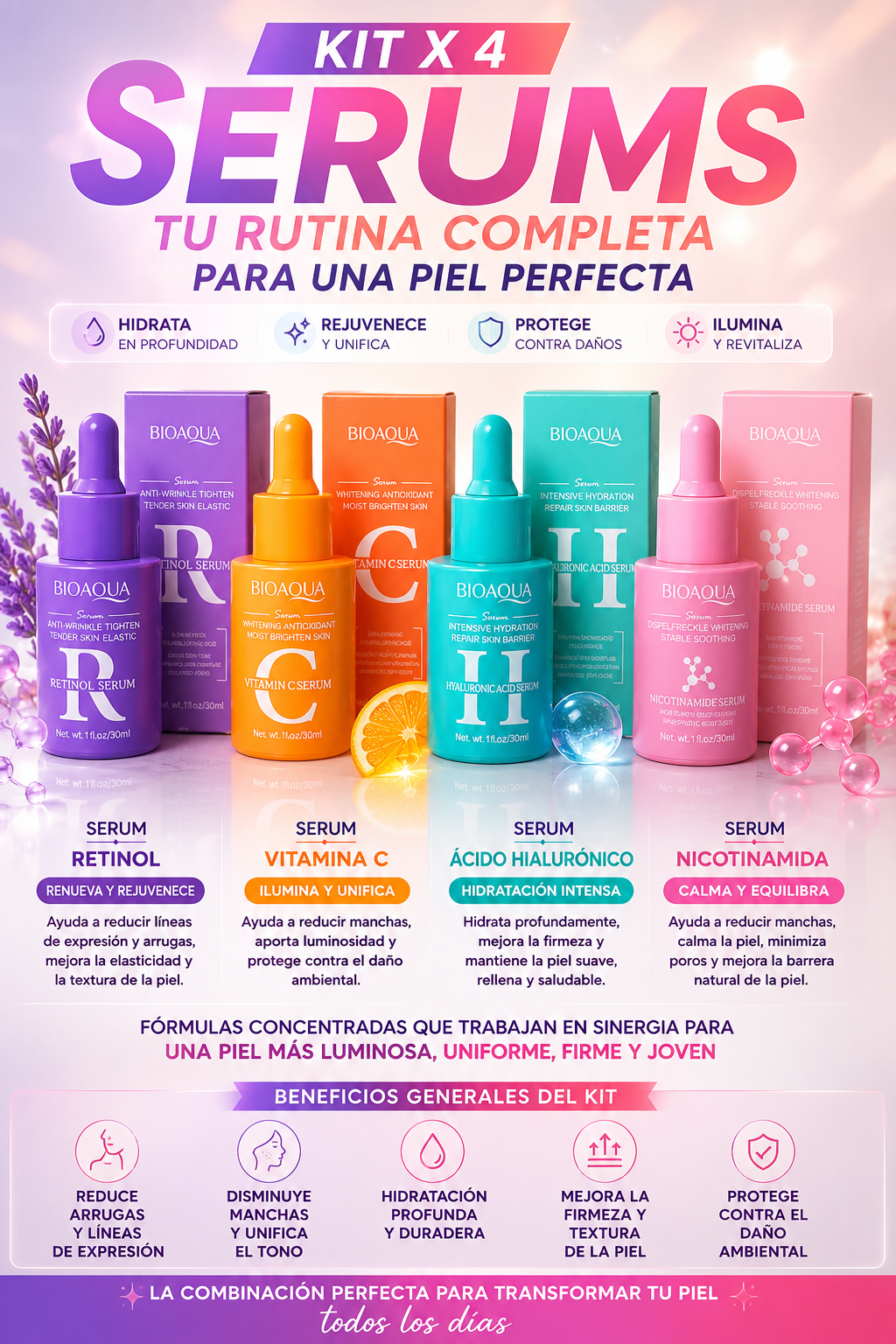 Kit X4 Serum Bioaqua Lujo